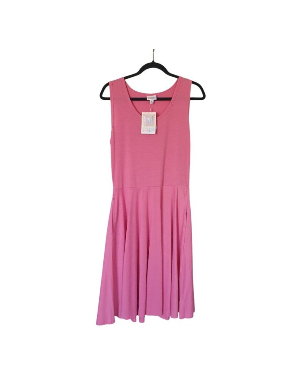 LuLaRoe Nikki Midi Pink Tank Dress M Sleeveless Flared Skirt Lightweight Casual